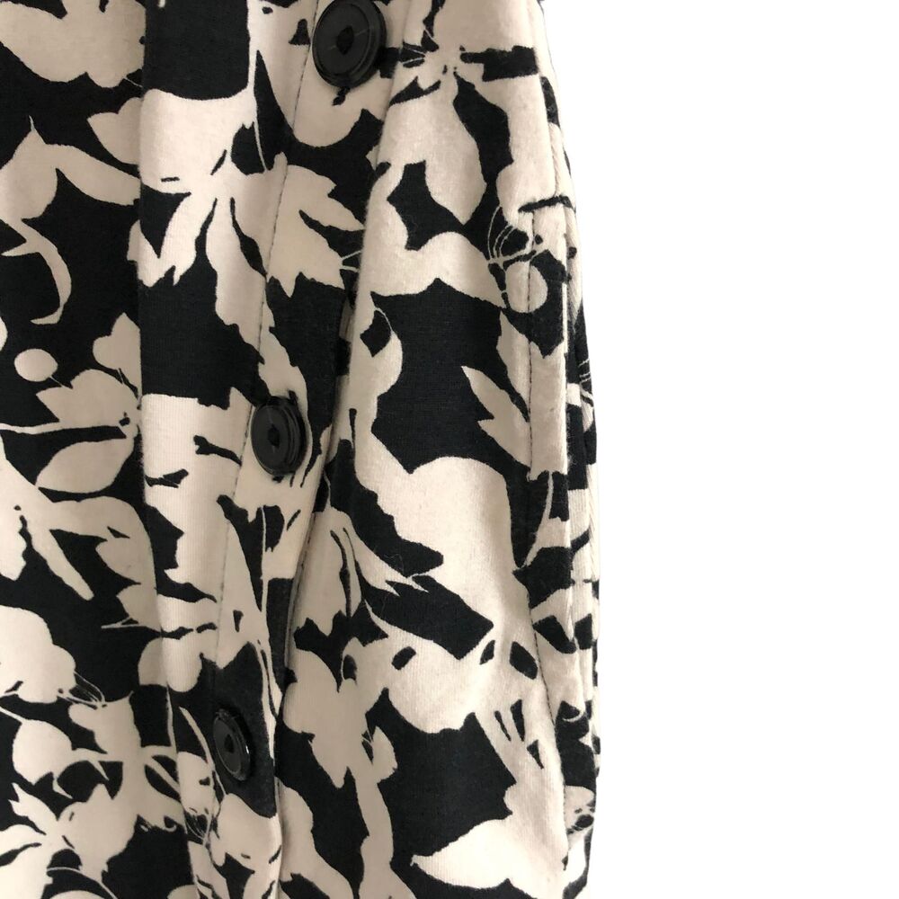 J. Jill Women's Dress Size L Floral Black White Short Sleeve Stretch - Picture 7 of 11